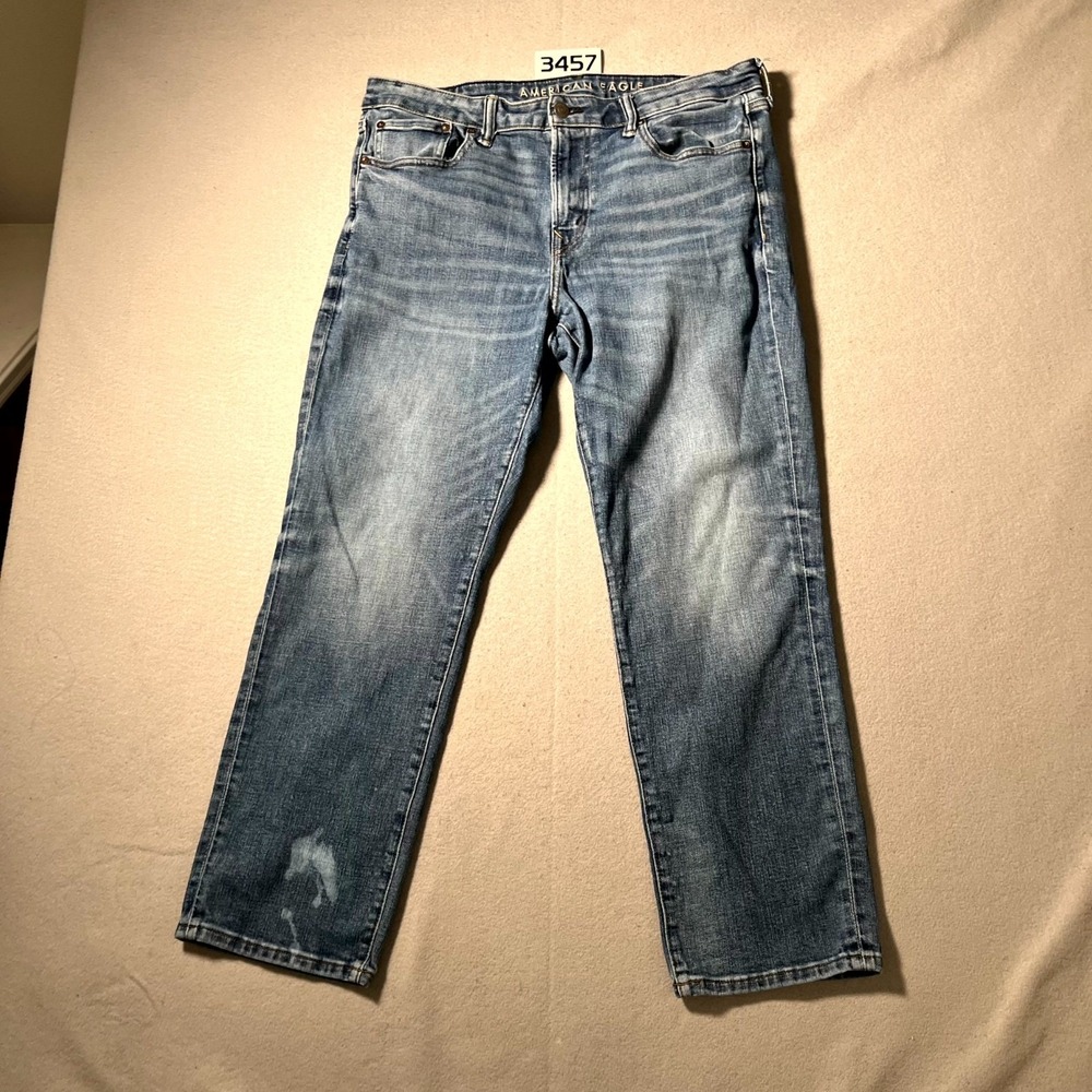 American Eagle Outfitters Jeans Mens 36x30 Blue Denim Cotton Stretch Whiskers